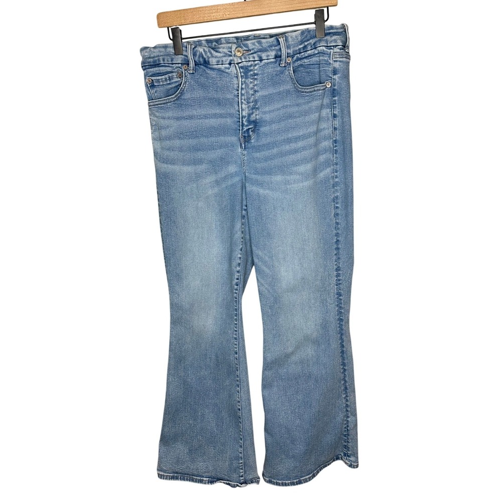 American Eagle High Rise Flare Jeans Women 16 Medium Indigo Wash Bell Bottom EUC